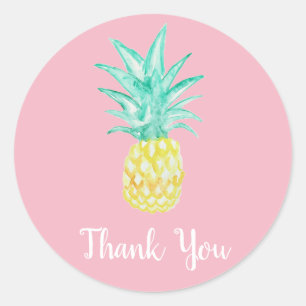 Pineapple Luau Tropical Thank You Party Stickers