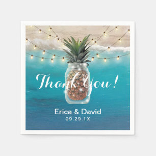 Pineapple Mason Jar Tropical Beach Wedding Napkin