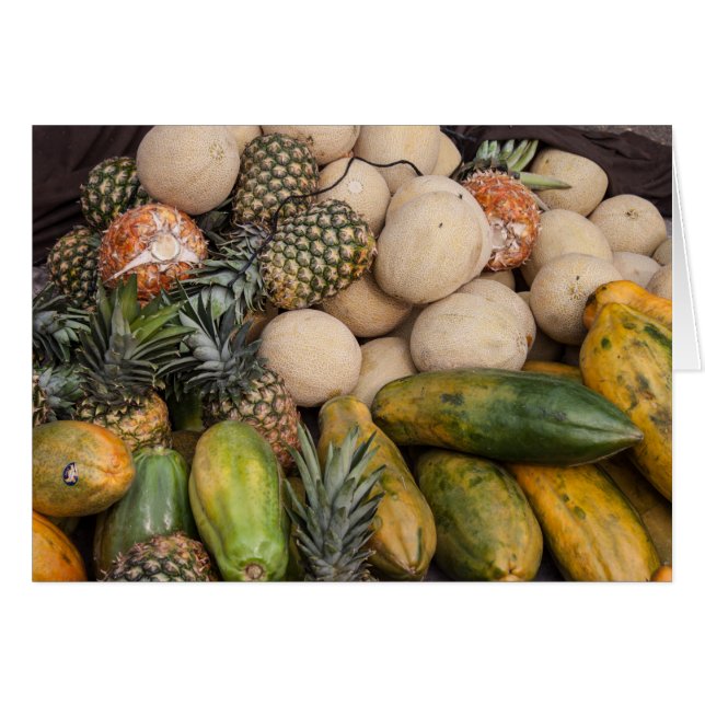 Pineapple Melons Farmers Market Fruit Note Card (Front Horizontal)