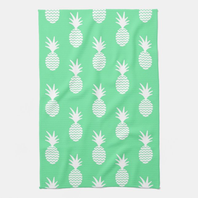 Pineapple Mint Pattern Kitchen Towel (Vertical)