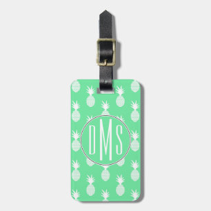 Pineapple Mint Pattern Monogram Luggage Tag