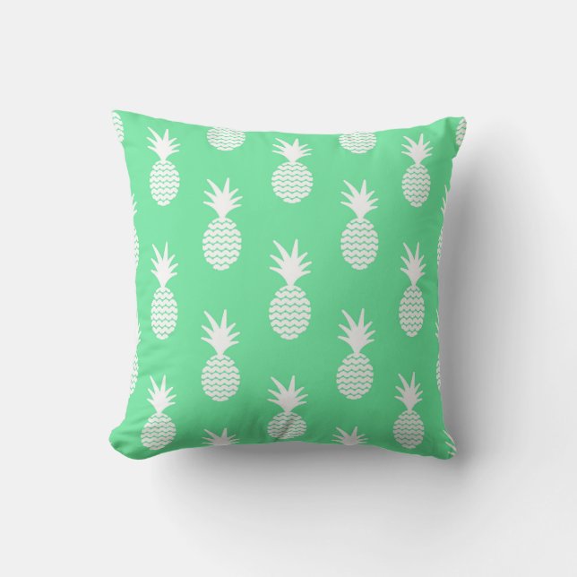 Pineapple Mint Pattern Throw Pillow (Front)