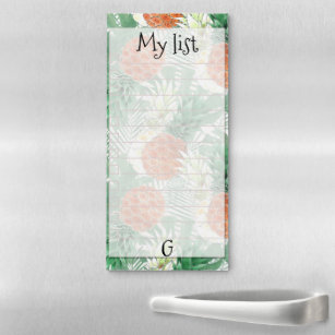 Pineapple ,monogram ,personalized ,tropical,fruit, magnetic notepad