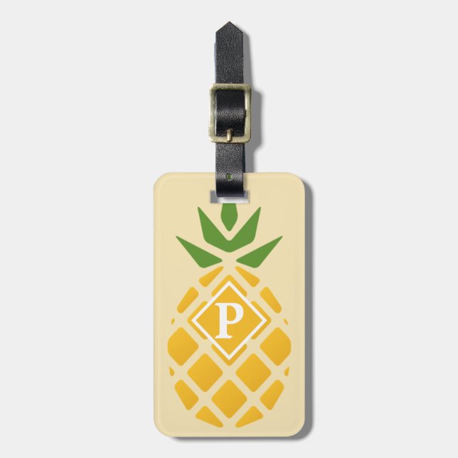 Pineapple Motif w/ ID on Back Luggage Tag (Front Vertical)