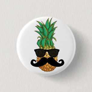 Pineapple moustache 1 inch round button