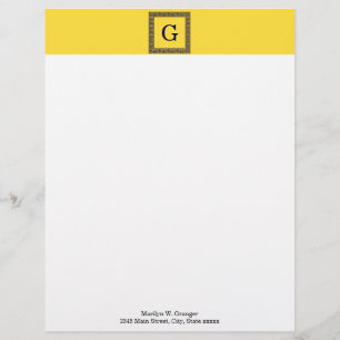 Pineapple, Navy Blue Greek Key #1 Framed Monogram Letterhead