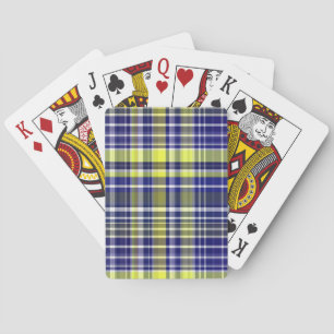 Pineapple Navy Blue White Preppy Madras Plaid Playing Cards