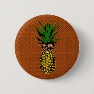Pineapple Newsprint 2 Inch Round Button