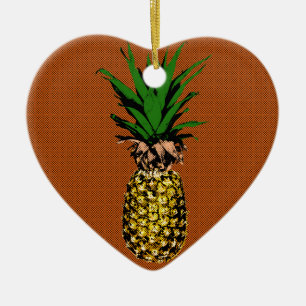 Pineapple Newsprint Ceramic Ornament