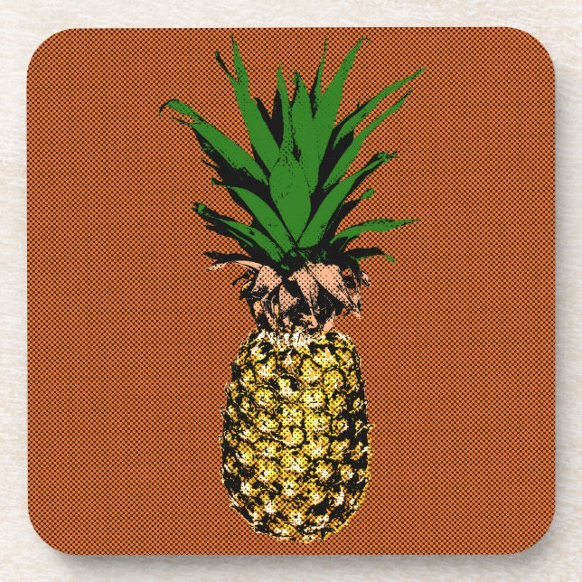 Pineapple Newsprint Coaster (Front)