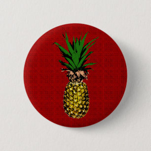 Pineapple Newsprint Image 2 Inch Round Button