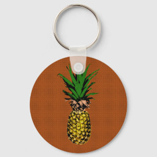 Pineapple Newsprint Keychain