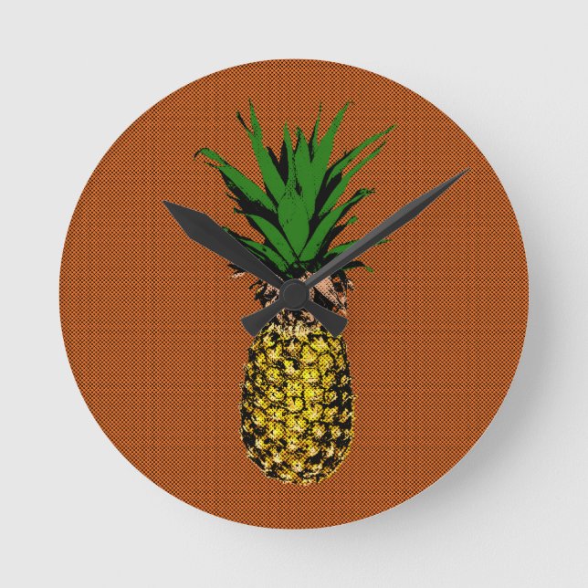 Pineapple Newsprint Round Clock (Front)
