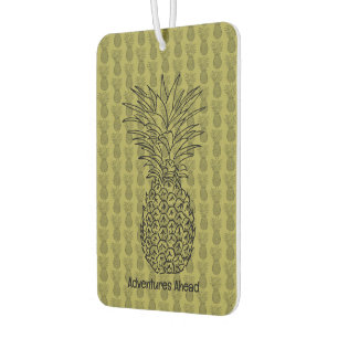 Pineapple on Green Background Pattern Air Freshener