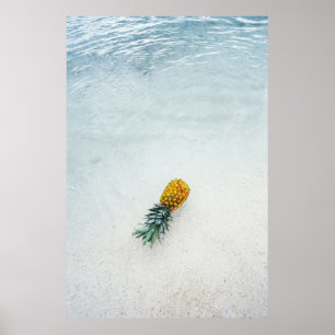 Pineapple on seashore poster