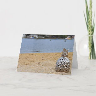 Pineapple on the beach card