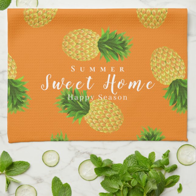 Pineapple Orange Kitchen Towel (Folded)