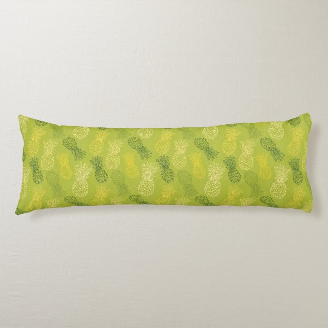 Pineapple Outline Pattern on Green Body Pillow (Front)