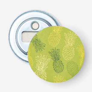 Pineapple Outline Pattern on Green Bottle Opener