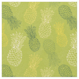 Pineapple Outline Pattern on Green Fabric
