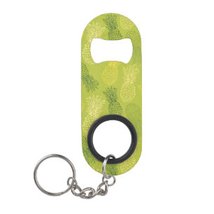 Pineapple Outline Pattern on Green Mini Bottle Opener