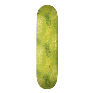 Pineapple Outline Pattern on Green Skateboard