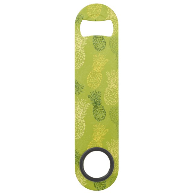 Pineapple Outline Pattern on Green Speed Bottle Opener (Front)
