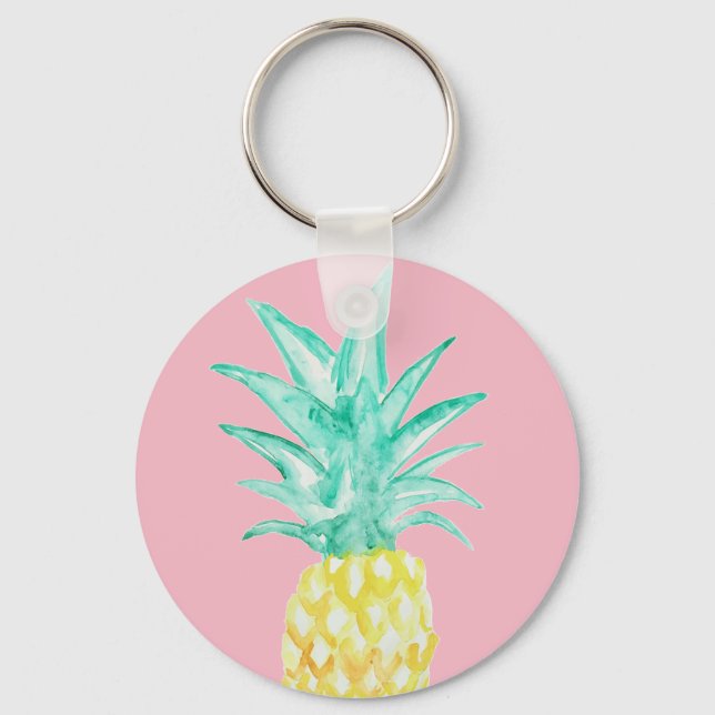 Pineapple Painting Pink Keychain (Front)