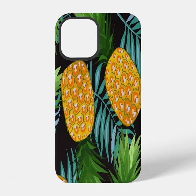 Pineapple Palms Black Tapestry iPhone Case (Back)