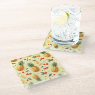 Pineapple Parade Glass Coaster