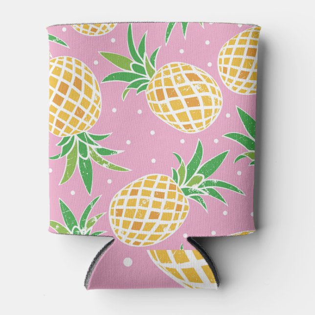 Pineapple Paradise: Tropical Pattern Can Cooler (Front)