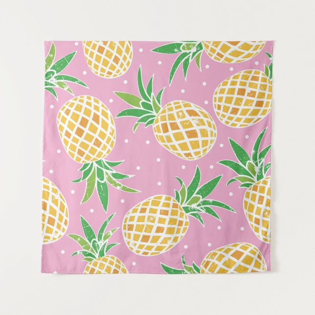 Pineapple Paradise: Tropical Pattern Tapestry (Front)