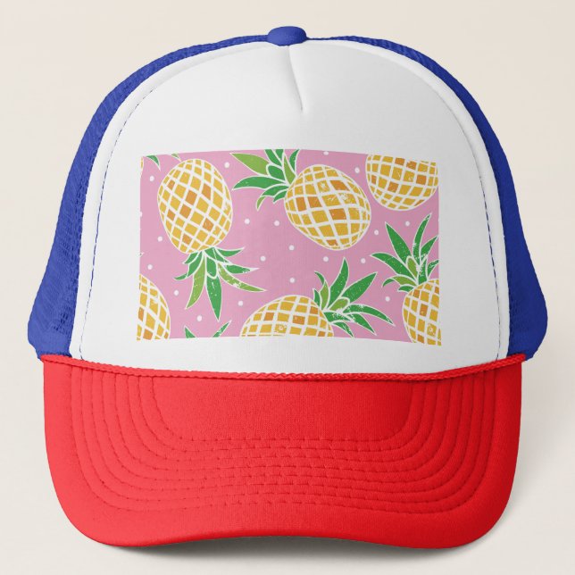 Pineapple Paradise: Tropical Pattern Trucker Hat (Front)