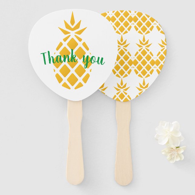 Pineapple party favours - hand fans (Front and Back)