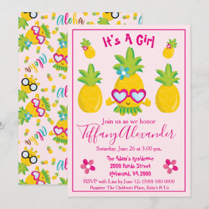 Pineapple Party It's a Girl Baby Shower Fun Invitation
