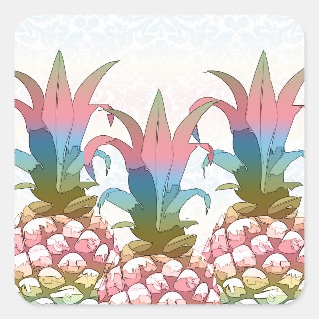Pineapple Pastel Gradient ID246 Square Sticker (Front)