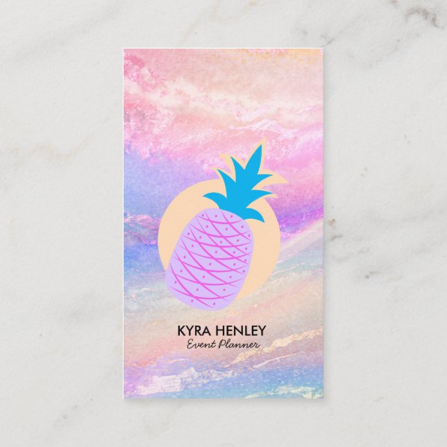 Pineapple Pastel Holographic Any Service Business  Business Card (Back)