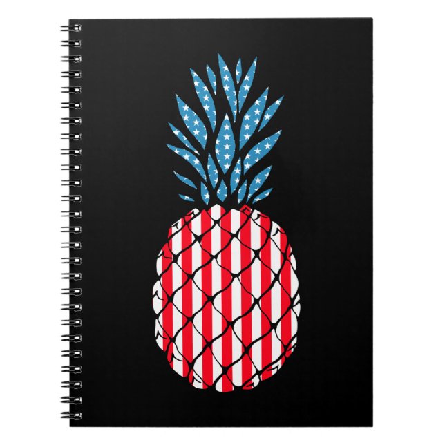 Pineapple Patriotic Fruit American Flag 4th of Jul Notebook (Front)