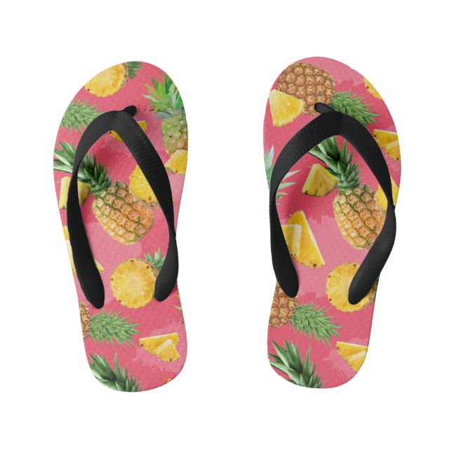 Pineapple Pattern 5 Kid's Flip Flops (Footbed)