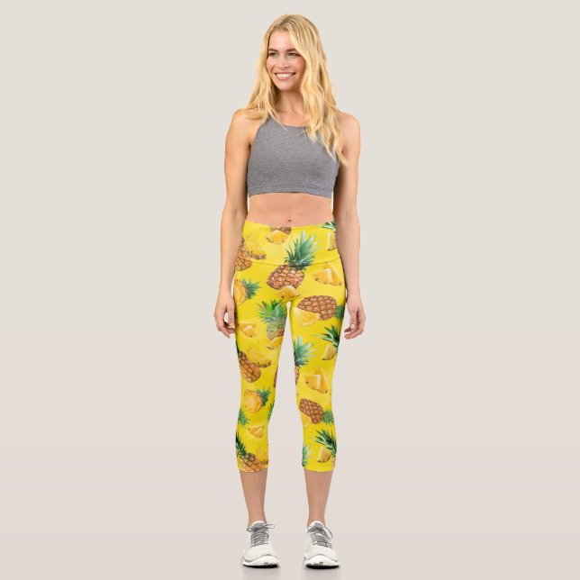 Pineapple Pattern 7 Capri Leggings (Front)
