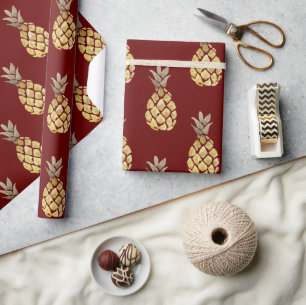 Pineapple Pattern Country Farmhouse Red  Wrapping Paper