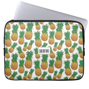 Pineapple Pattern custom monogram laptop sleeves