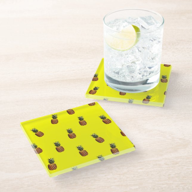 Pineapple Pattern Glass Coaster (Angled)