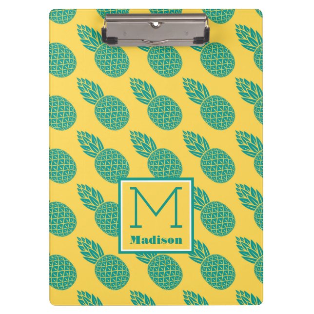 Pineapple Pattern | Monogram Clipboard (Front)