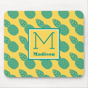 Pineapple Pattern Monogram Mouse Pad