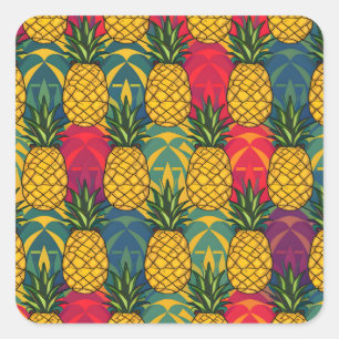 Pineapple Pattern Square Sticker