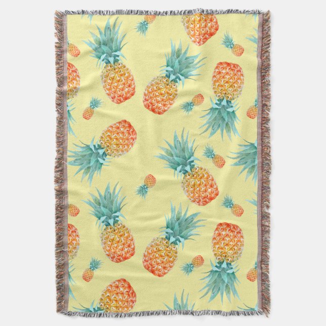 Pineapple Pattern Throw Blanket (Front Vertical)