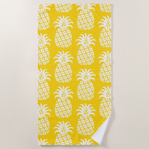 Pineapple Pattern Yellow & White Beach Towel