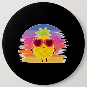 Pineapple Peace Aloha Beaches Hawaiian Shirt 6 Inch Round Button