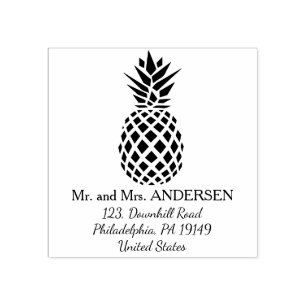 Pineapple personalised tropical wedding stamp